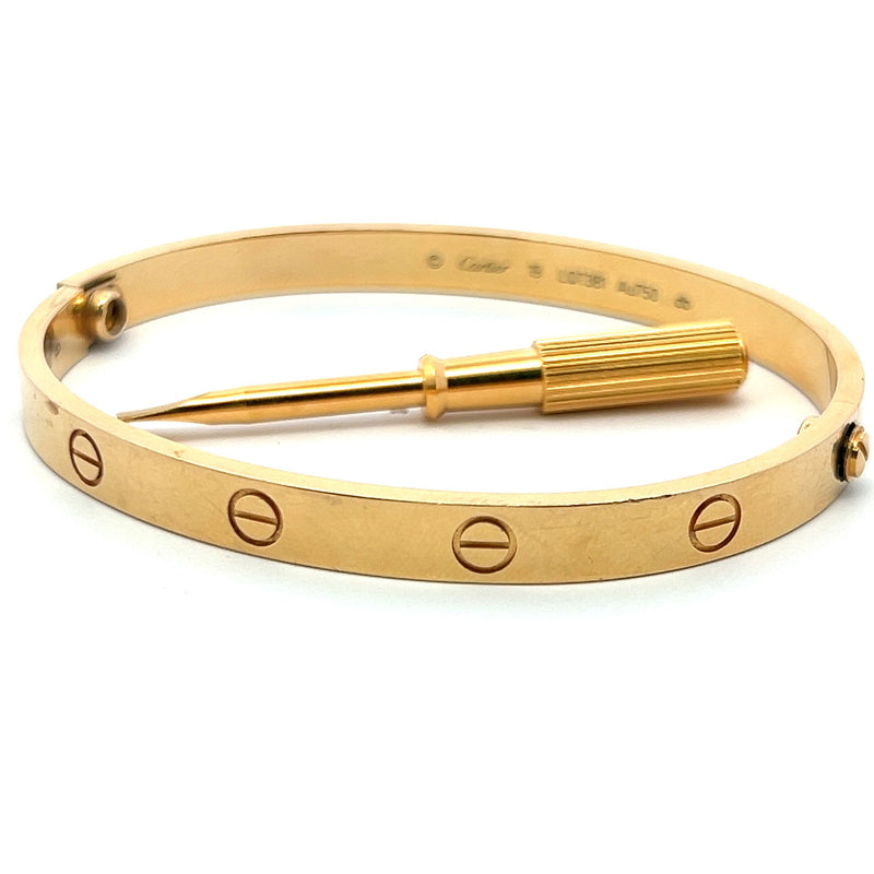 Cartier 18 Karat Yellow Gold Love Bracelet Size 19