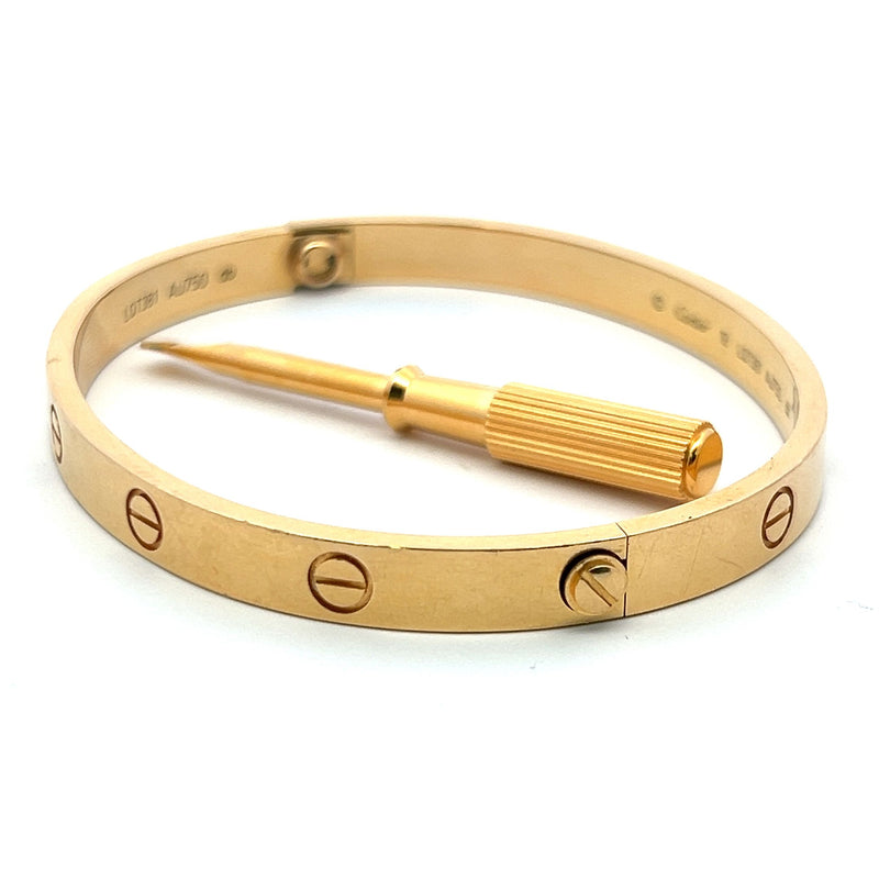 Cartier 18 Karat Yellow Gold Love Bracelet Size 19