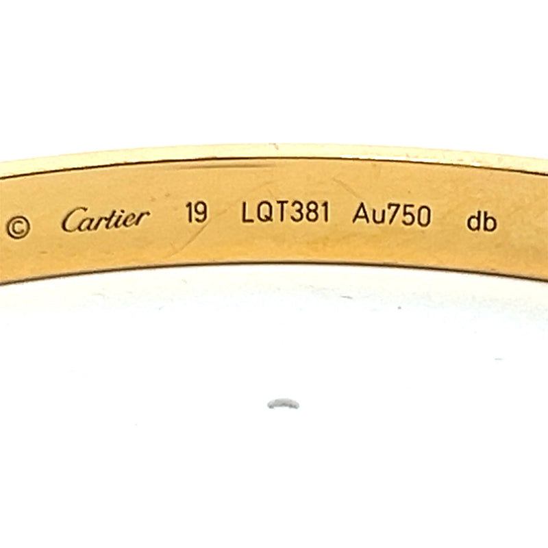 Cartier 18 Karat Yellow Gold Love Bracelet Size 19