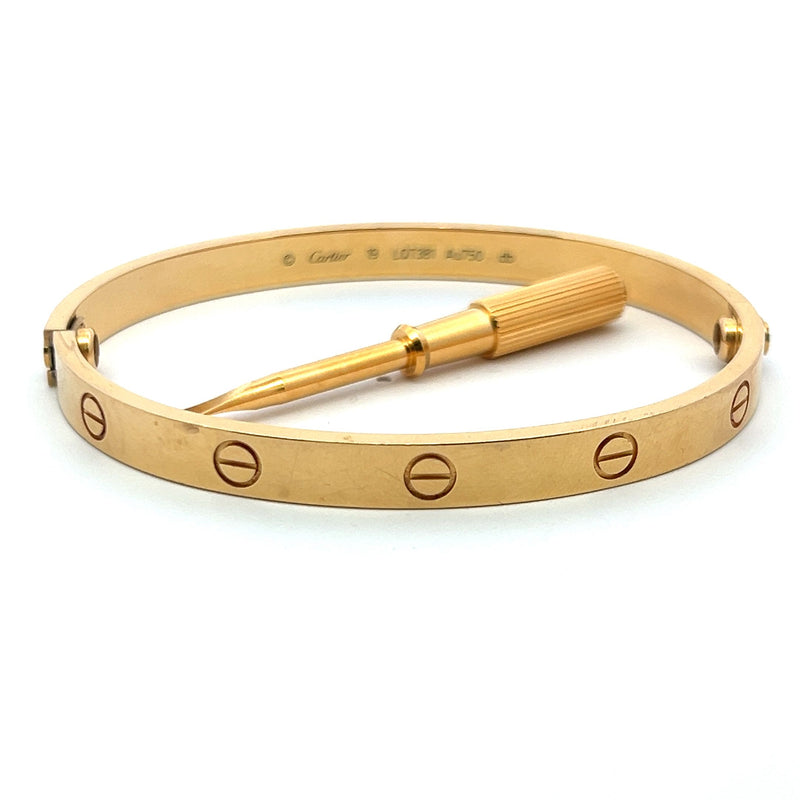 Cartier 18 Karat Yellow Gold Love Bracelet Size 19