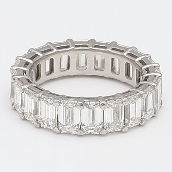 7.00 Carat Emerald Cut H VS1 Diamond Platinum Eternity Band Ring