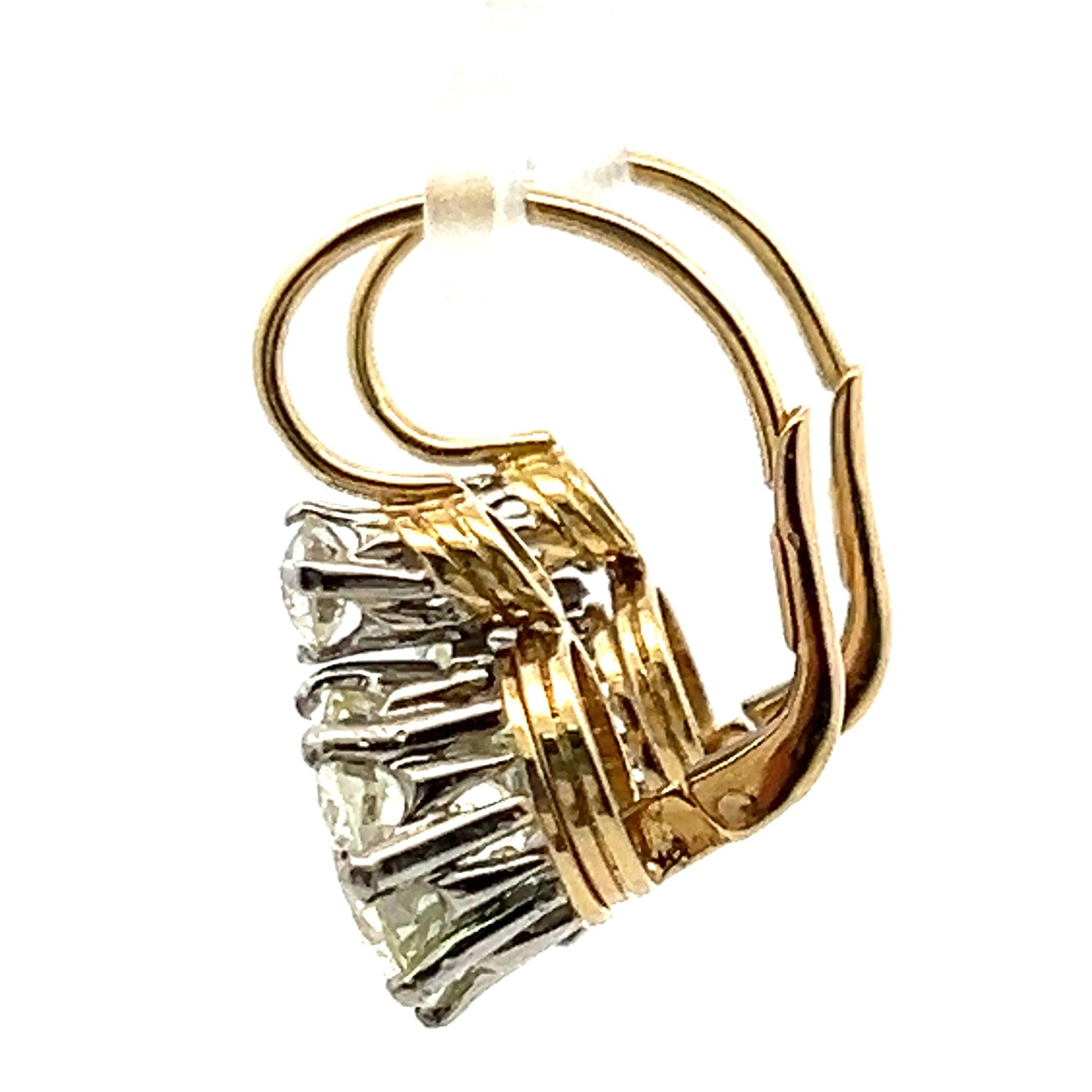 7.83 Carat Diamond Two-Tone Gold & Platinum Leverback Vintage Earrings
