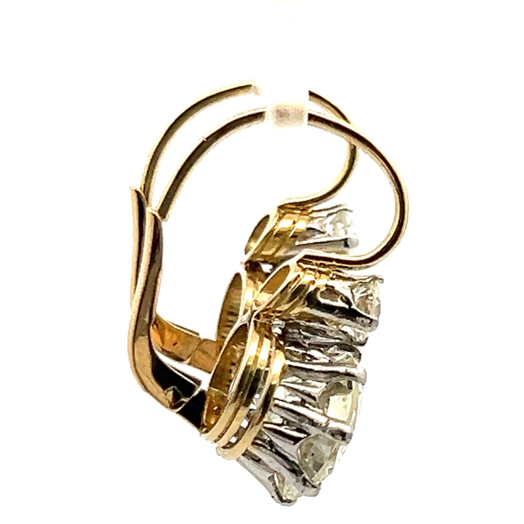 7.83 Carat Diamond Two-Tone Gold & Platinum Leverback Vintage Earrings