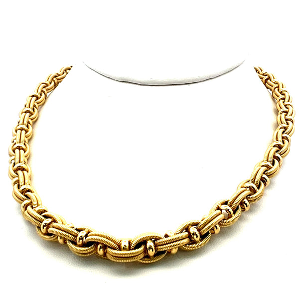 Vintage 36.70 Grams Textured 18 Karat Yellow Gold Chain Necklace