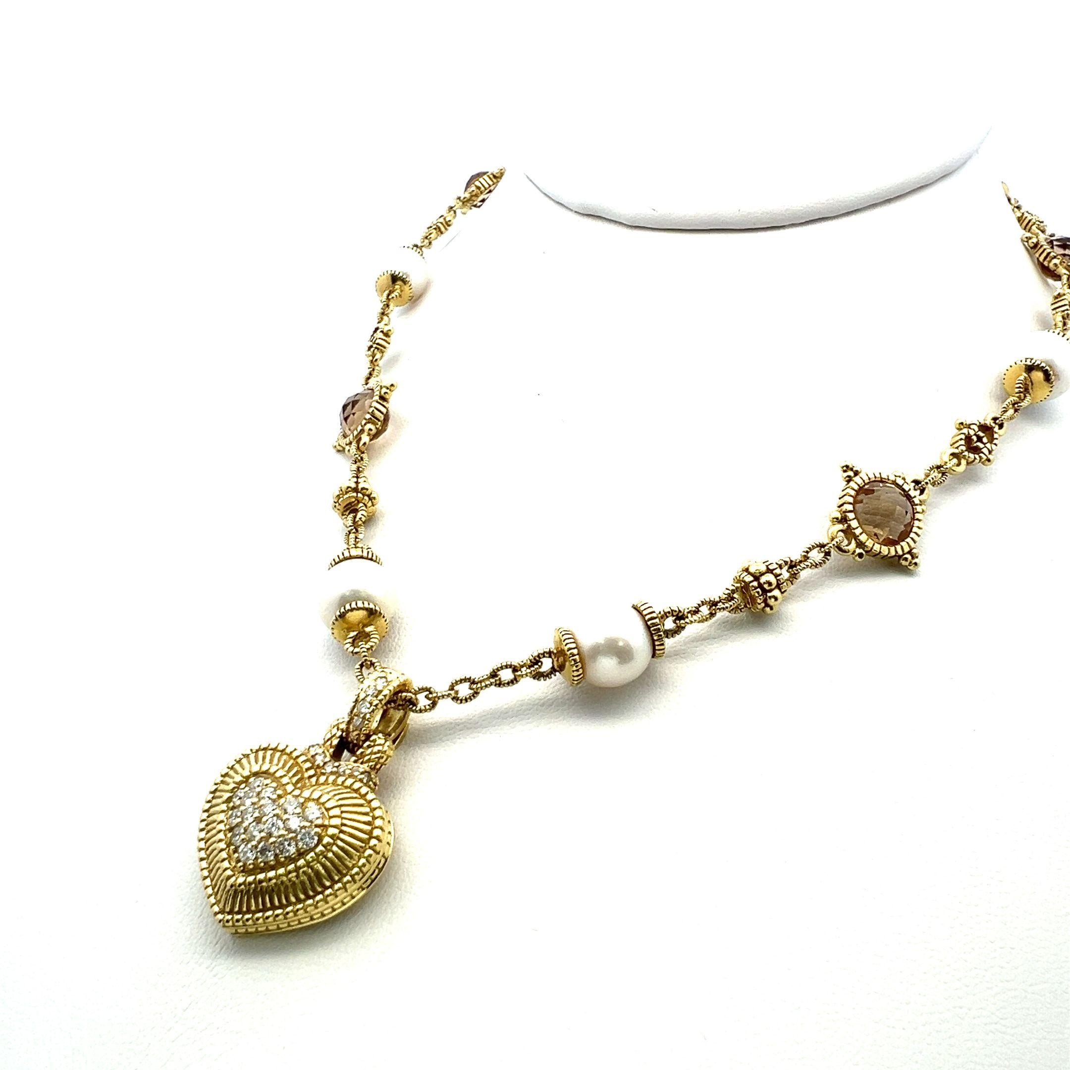 Judite Ripka 18K Yellow Gold Pendant Necklace with 0.18 Carat Round Diamonds
