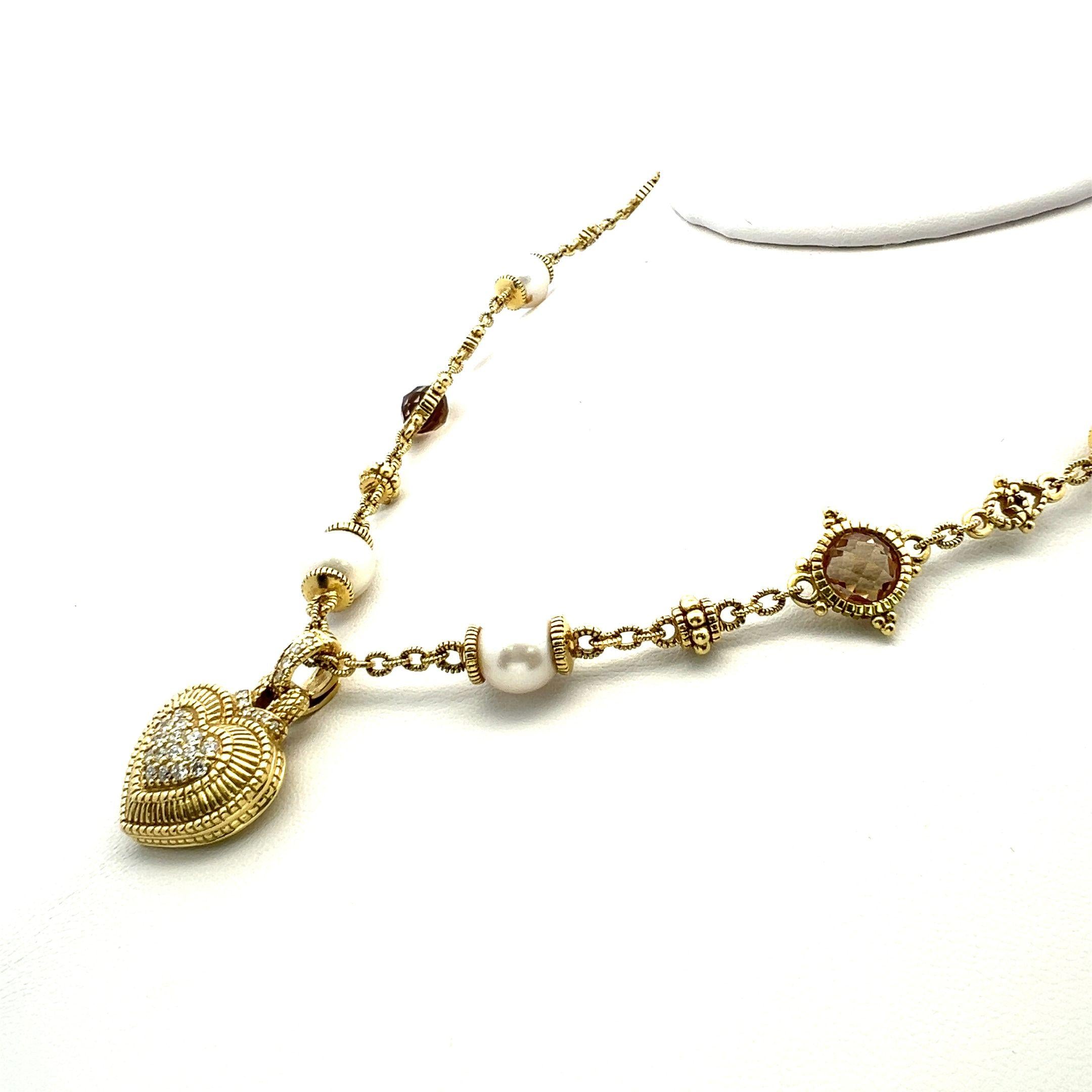 Judite Ripka 18K Yellow Gold Pendant Necklace with 0.18 Carat Round Diamonds