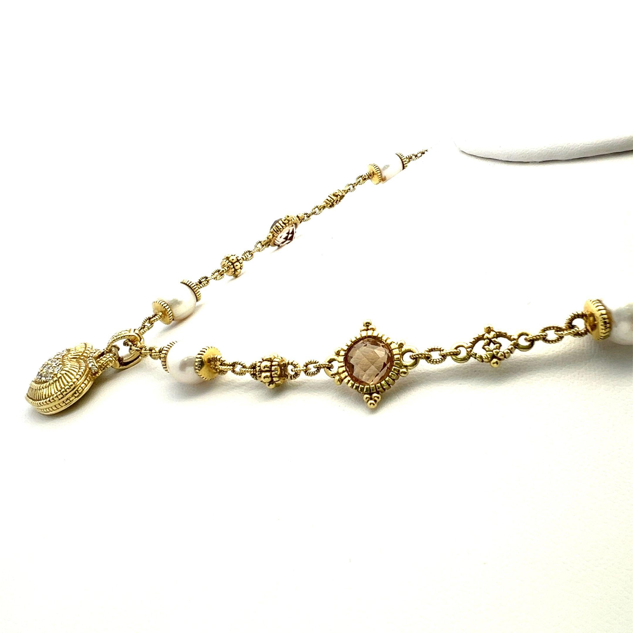 Judite Ripka 18K Yellow Gold Pendant Necklace with 0.18 Carat Round Diamonds
