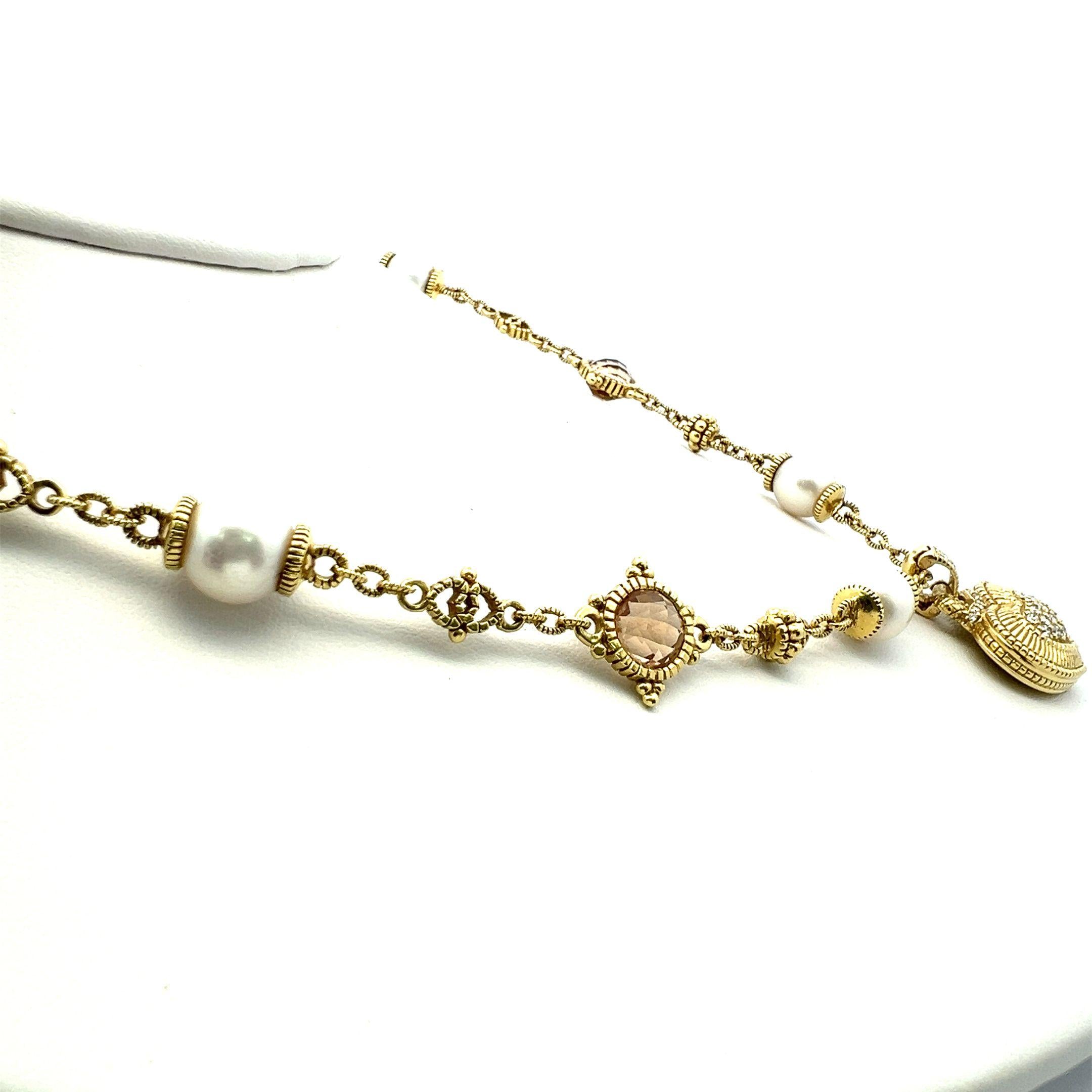 Judite Ripka 18K Yellow Gold Pendant Necklace with 0.18 Carat Round Diamonds