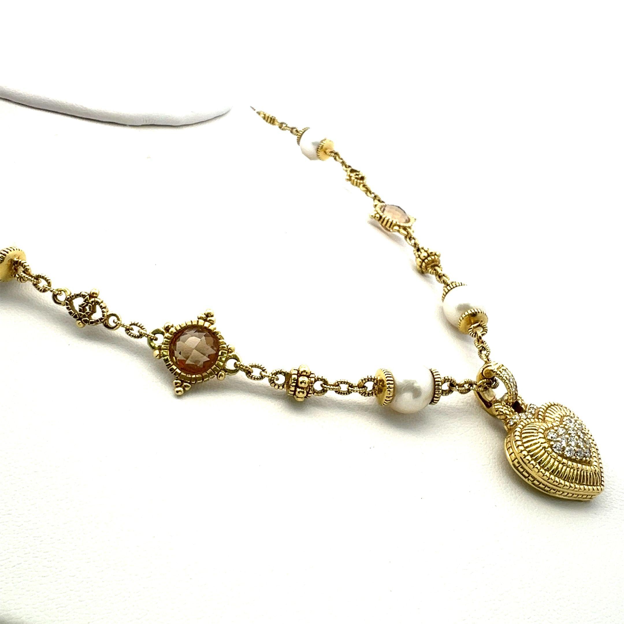 Judite Ripka 18K Yellow Gold Pendant Necklace with 0.18 Carat Round Diamonds