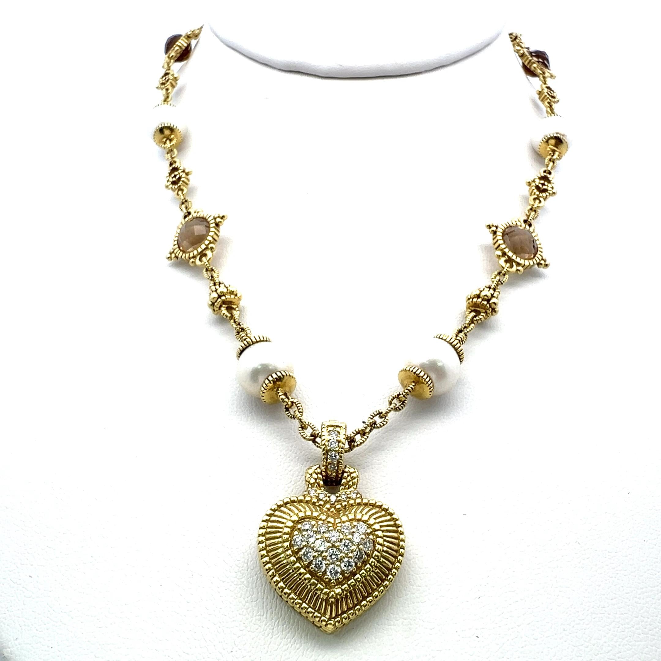 Judite Ripka 18K Yellow Gold Pendant Necklace with 0.18 Carat Round Diamonds