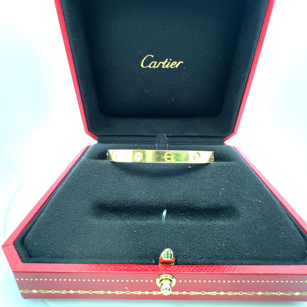 Cartier 0.36 Carat Round Brilliant F VS1 Diamond 18 Karat Yellow Gold Bangle Bracelet