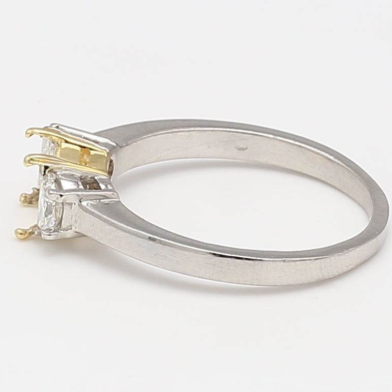 0.75 Carat Half Moon Shape Diamond 18K Gold/Platinum Semi Mount Ring
