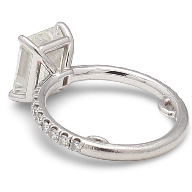 3.46 Carat Emerald Cut and Round Brilliant Diamond Platinum Engagement Ring