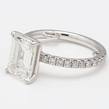 3.46 Carat Emerald Cut and Round Brilliant Diamond Platinum Engagement Ring