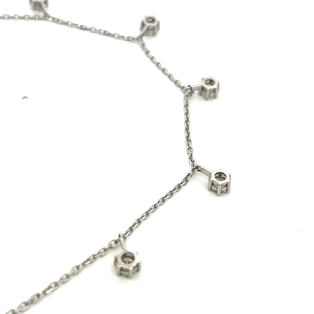 Vintage 14K White Gold Drop Necklace with 3.78 Carat Round I SI1 Diamonds
