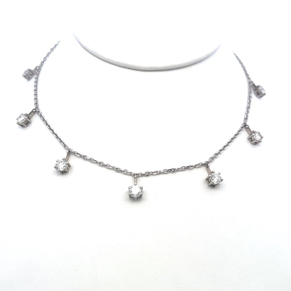 4.10 Carat Round Brilliant Diamond Drop Necklace in 14K White Gold (I SI1)