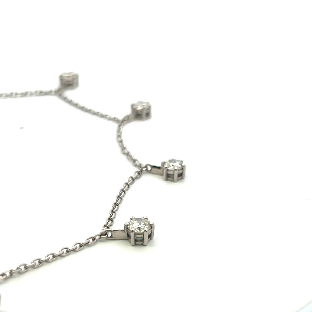 4.10 Carat Round Brilliant Diamond Drop Necklace in 14K White Gold (I SI1)