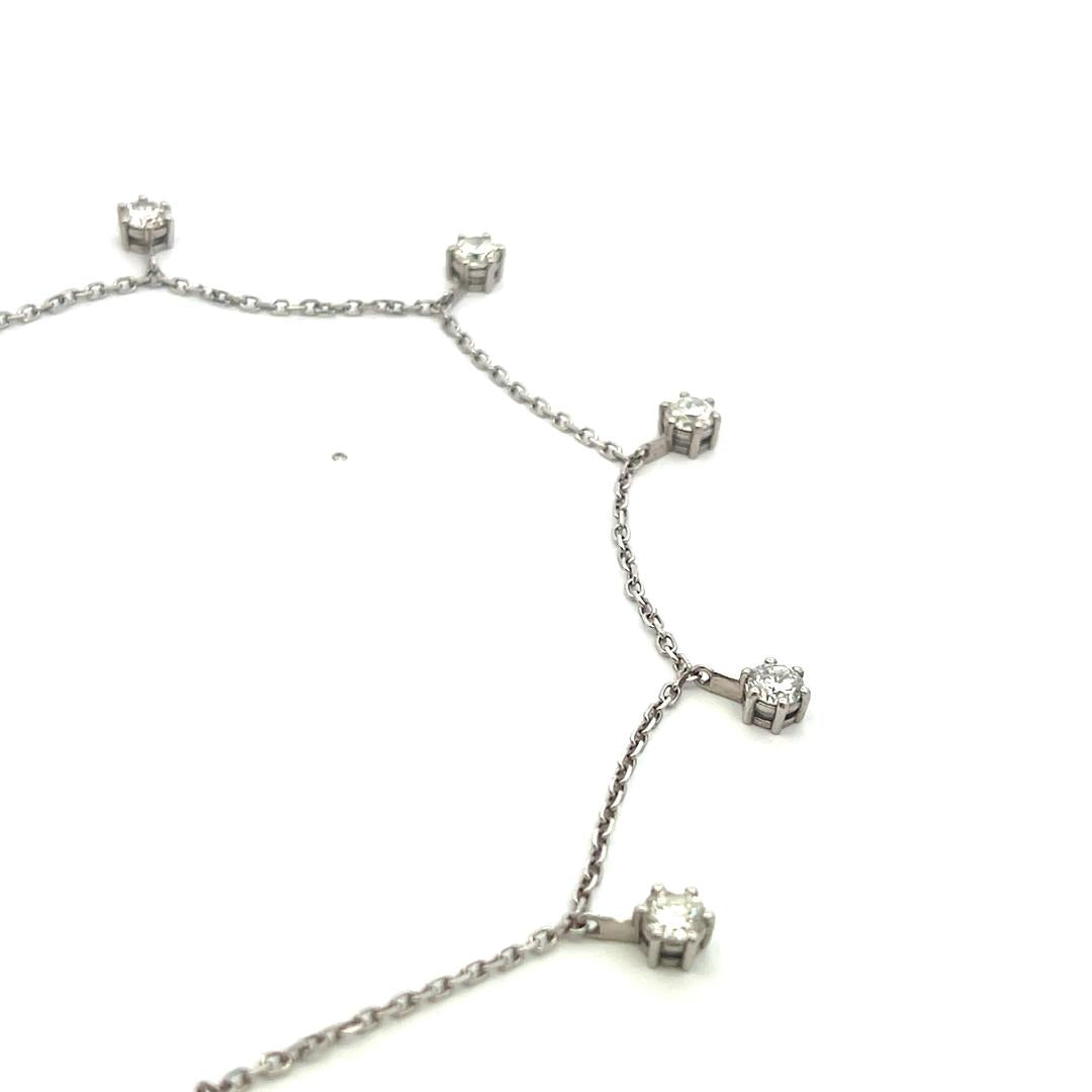 Vintage 14K White Gold Drop Necklace with 3.78 Carat Round I SI1 Diamonds