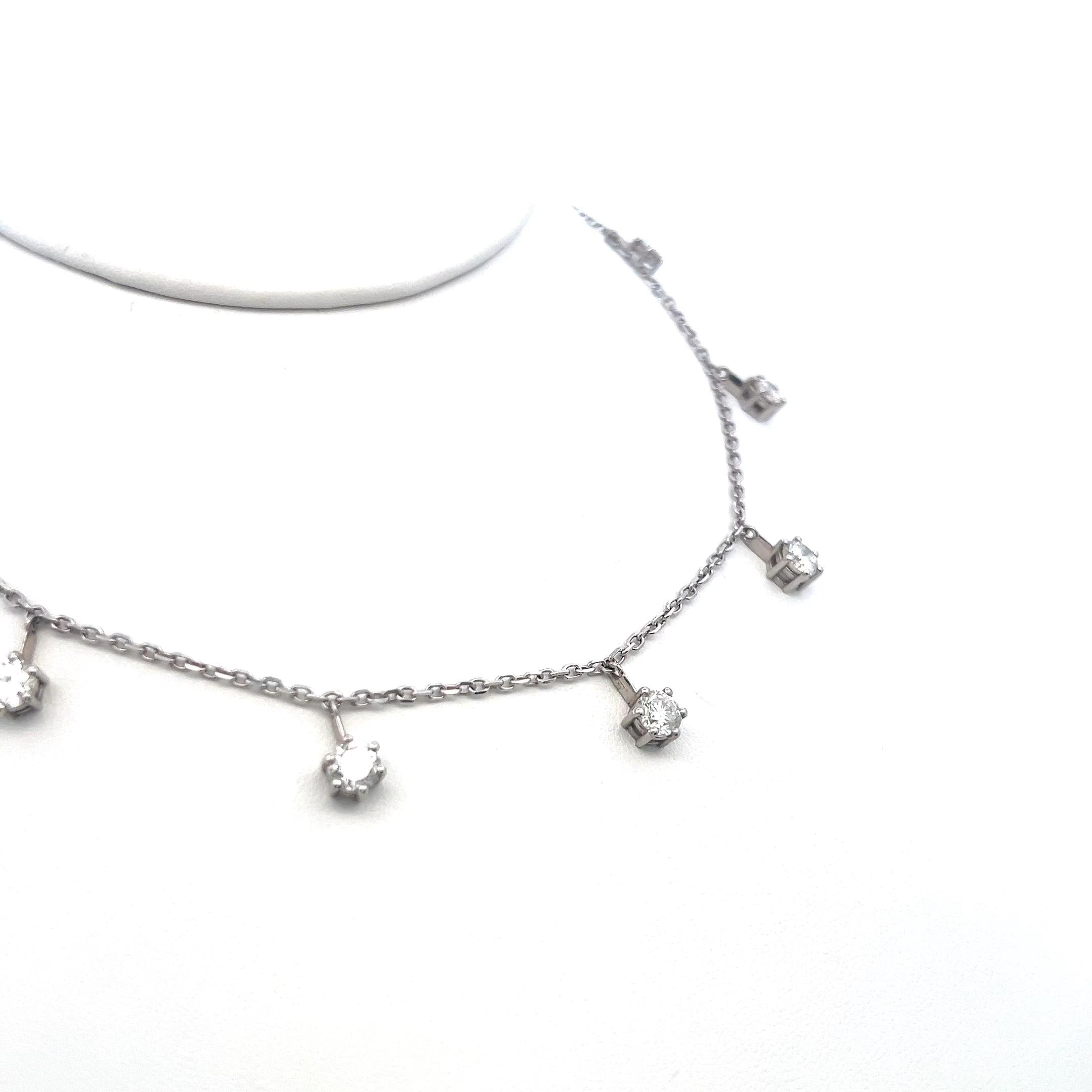 Vintage 14K White Gold Drop Necklace with 3.78 Carat Round I SI1 Diamonds