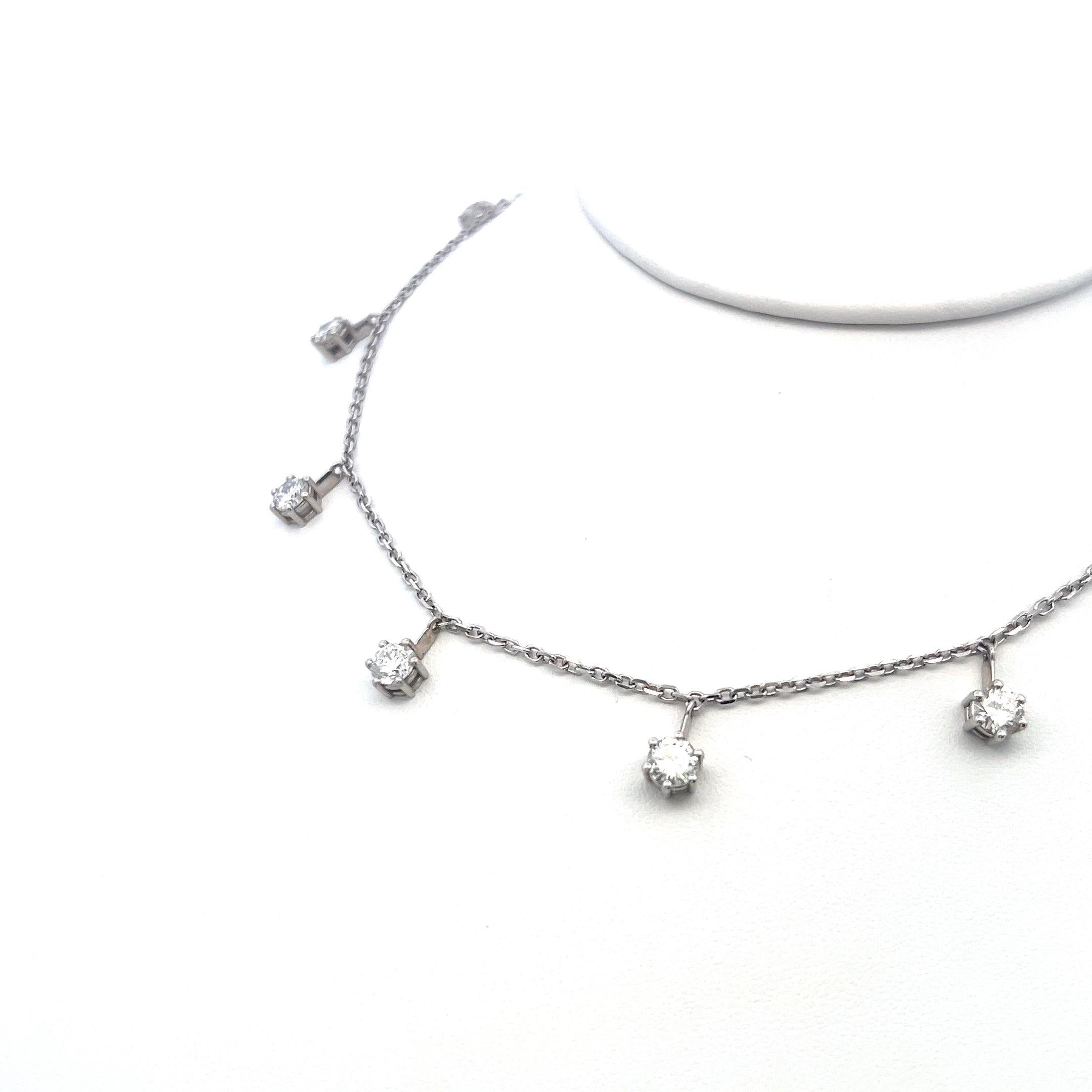 4.10 Carat Round Brilliant Diamond Drop Necklace in 14K White Gold (I SI1)