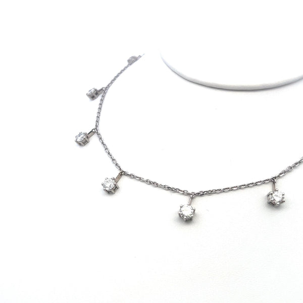 4.10 Carat Round Brilliant Diamond Drop Necklace in 14K White Gold (I SI1)