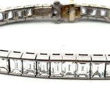 David Webb 26.23 Carat Emerald Cut Diamond 18K White Gold Tennis Bracelet