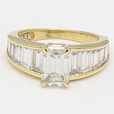 3.40 Carat Tapered Baguette and Emerald Cut Diamond 18K Yellow Gold Engagement Ring
