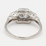 1.27 Carat Asscher Cut G VS1 and Old European Cut I SI1 Diamond Platinum Art Deco Ring