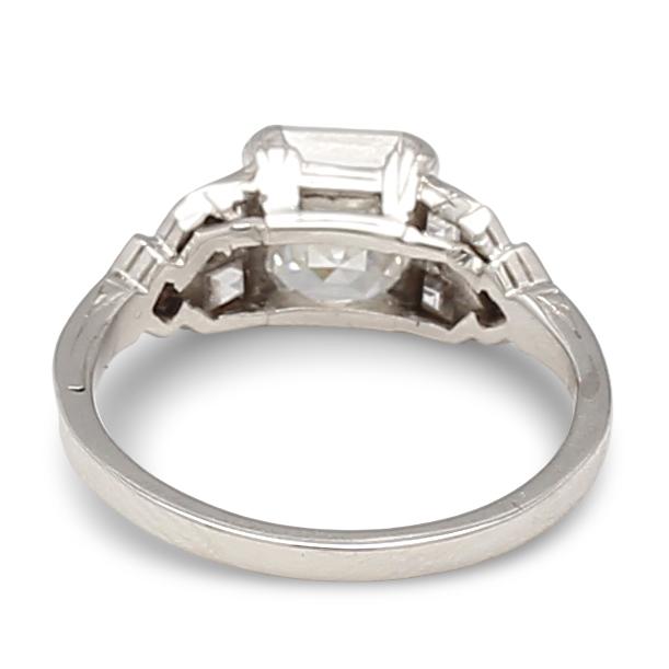 2.20 Carat Asscher Cut and Emerald Cut Diamond Platinum Art Deco Ring