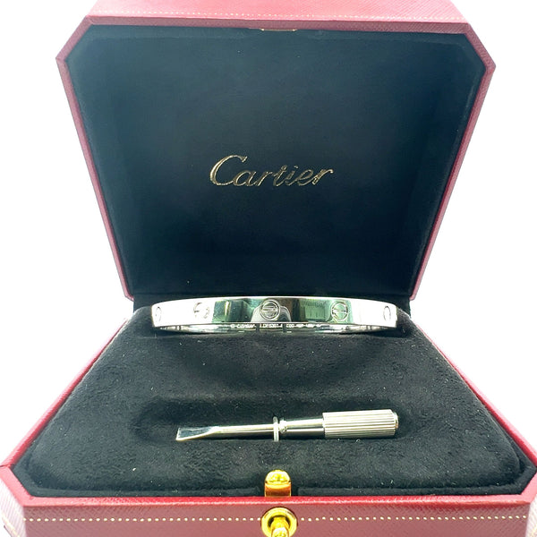 Cartier 18 Karat White Gold Bangle Love Bracelet Size 19