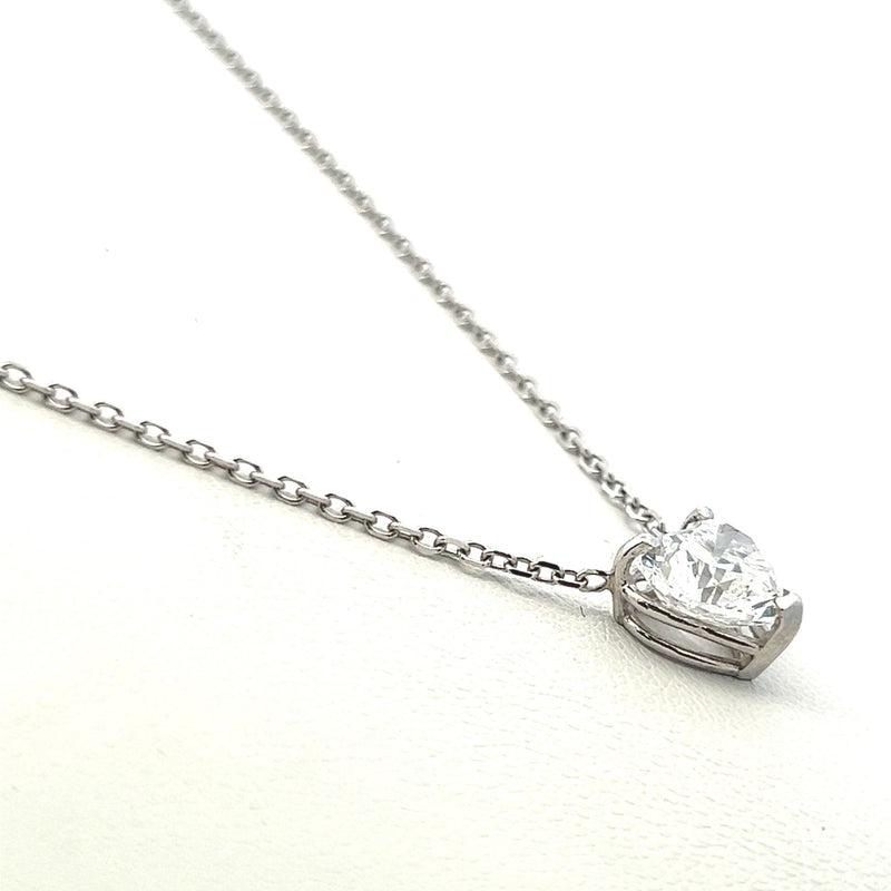 2.61 Carat Heart Shape D SI2 Diamond 14 Karat White Gold Dangling Necklace