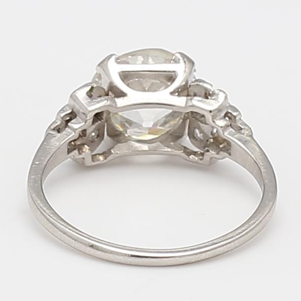 Platinum Art Deco Ring 2.97ct Old European & Baguette Diamonds Size 5 J-SI2 GIA