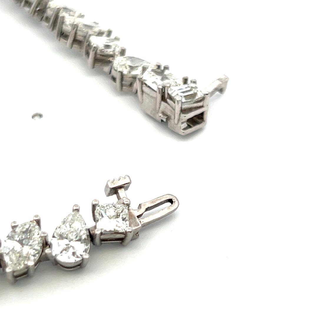 14.87 Carat Mixed Cut G–H SI2 Diamond 14K White Gold Link Tennis Bracelet
