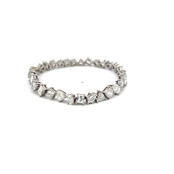 14.87 Carat Mixed Cut G–H SI2 Diamond 14K White Gold Link Tennis Bracelet
