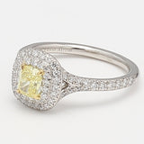 Tiffany & Co 1.63 Carat Round Brilliant and Cushion Brilliant Diamond Platinum Halo Ring