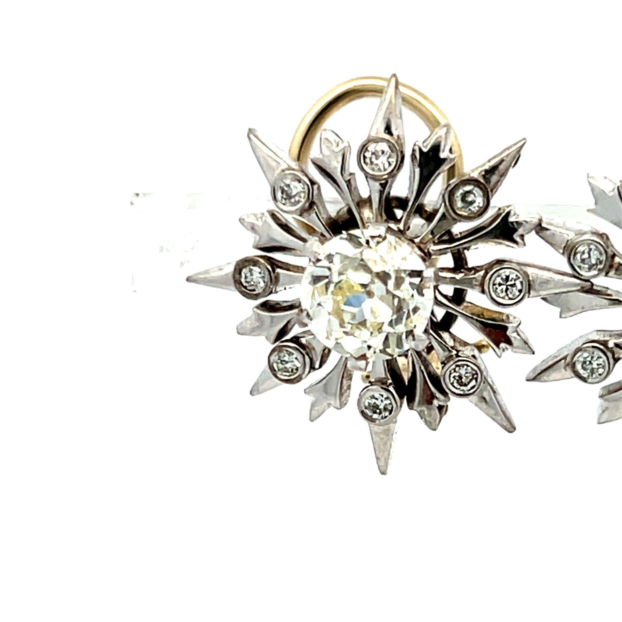 14K White Gold Clip On Earrings with 2.42 Carat Old European Cut Diamonds
