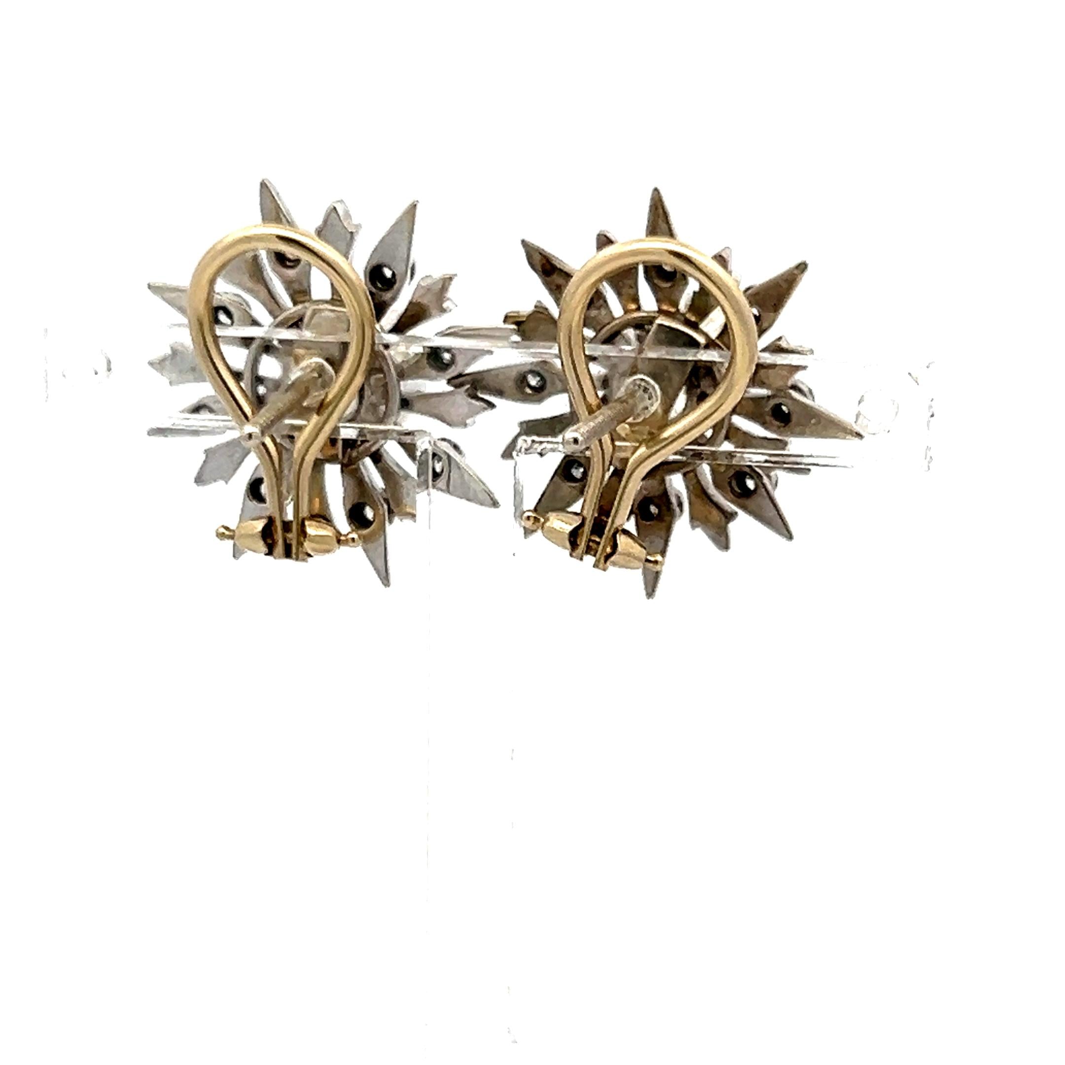 14K White Gold Clip On Earrings with 2.42 Carat Old European Cut Diamonds