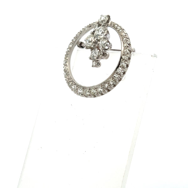 3.00 Carat Old European Cut I-H SI1-SI2 Diamond Platinum Pin