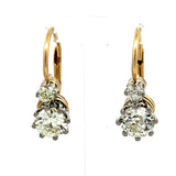 2.11 Carat Old European Cut Diamond 18K Gold/Platinum Leverback Earrings