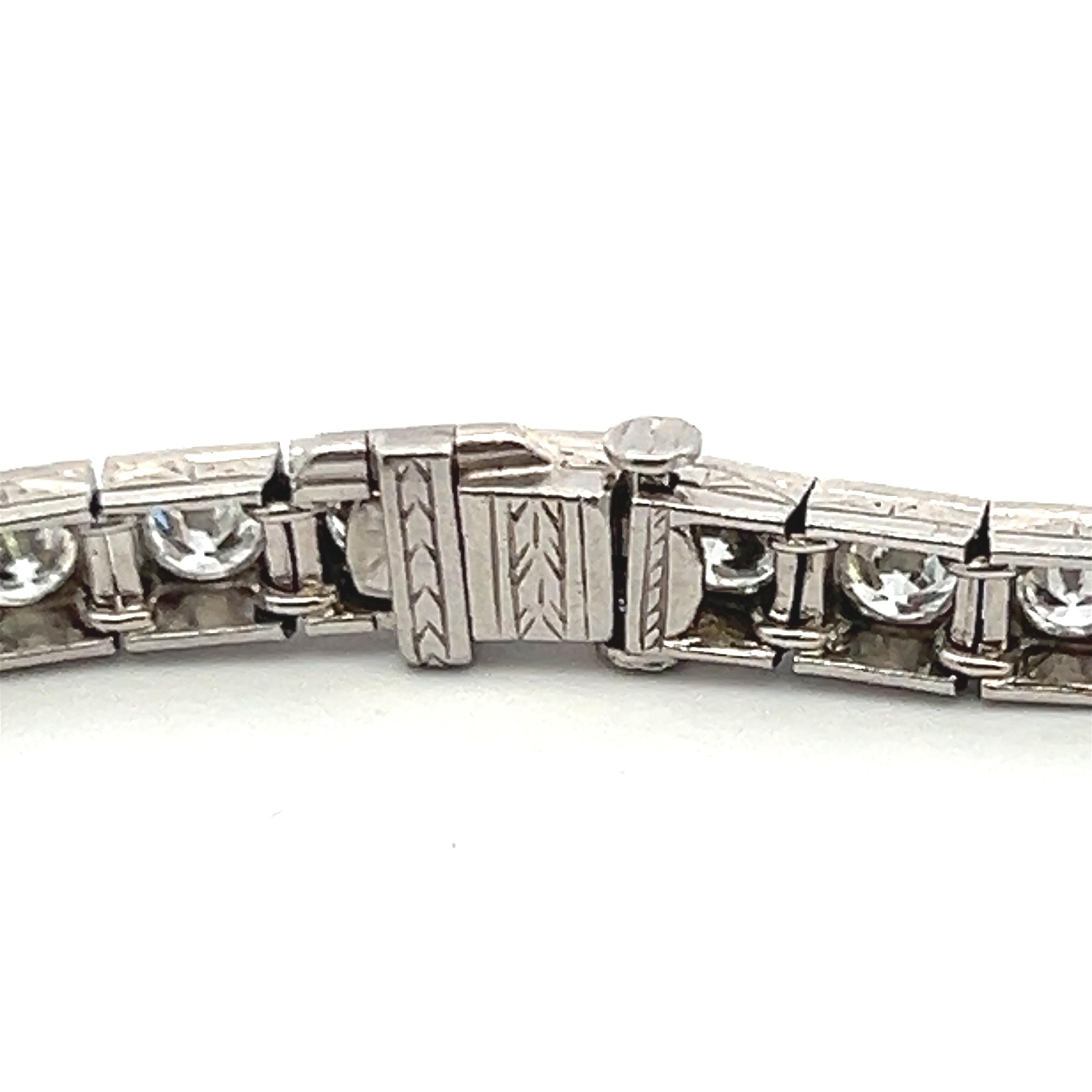 Platinum 7.00ct I VS2 Old European Cut Diamond Vintage Tennis Bracelet 7.25”