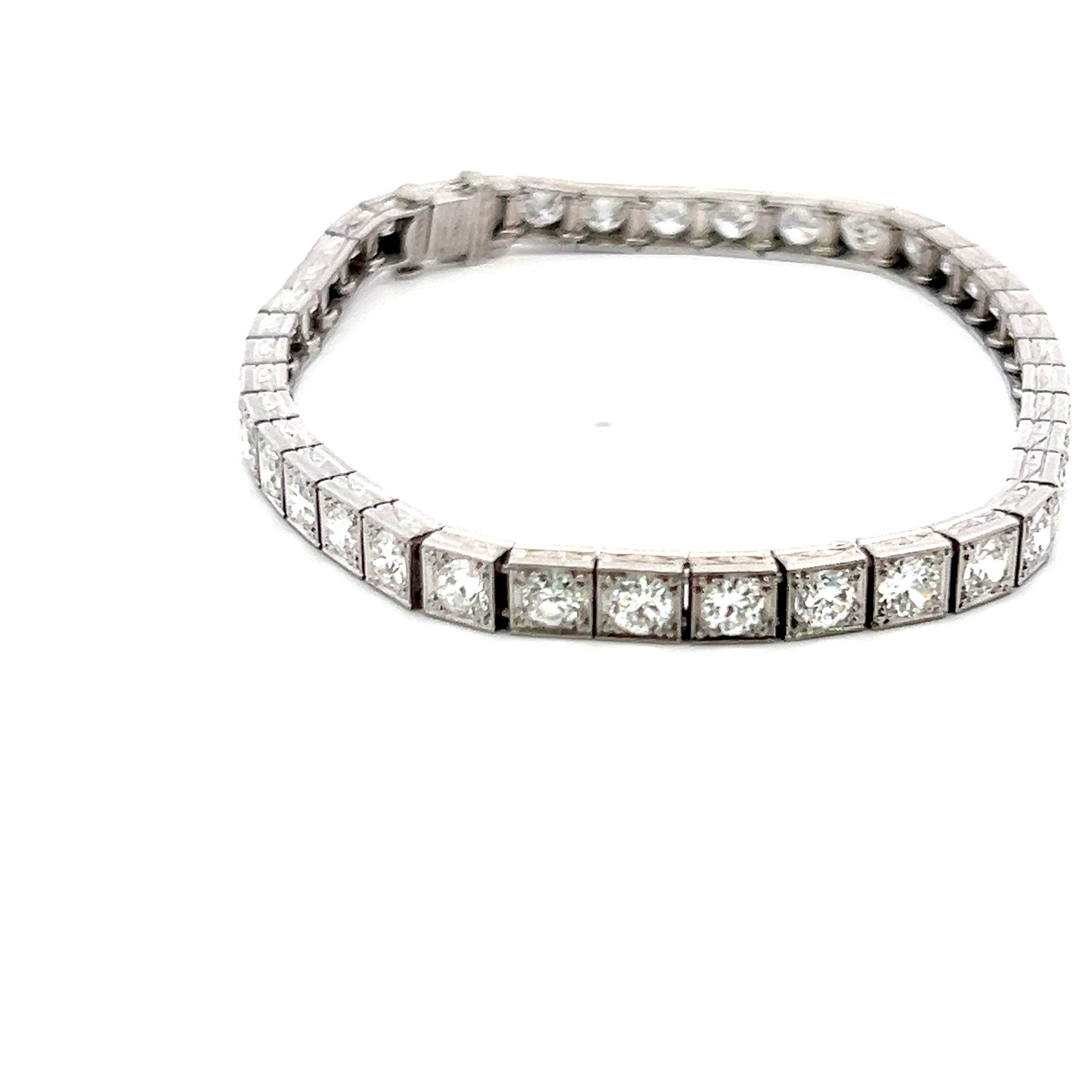 7.00 Carat Old European Cut I VS2 Diamond Platinum Tennis Bracelet