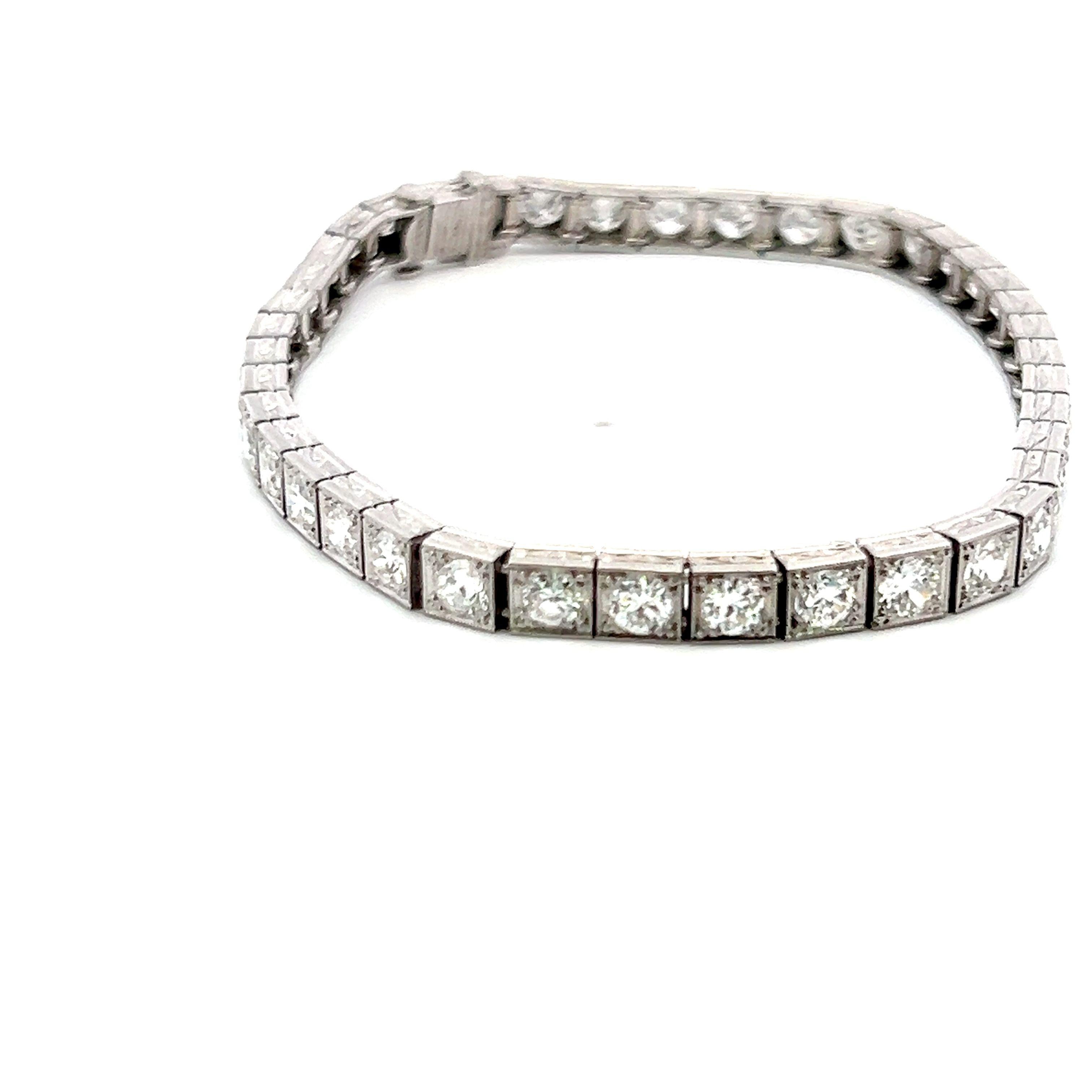 Platinum 7.00ct I VS2 Old European Cut Diamond Vintage Tennis Bracelet 7.25”