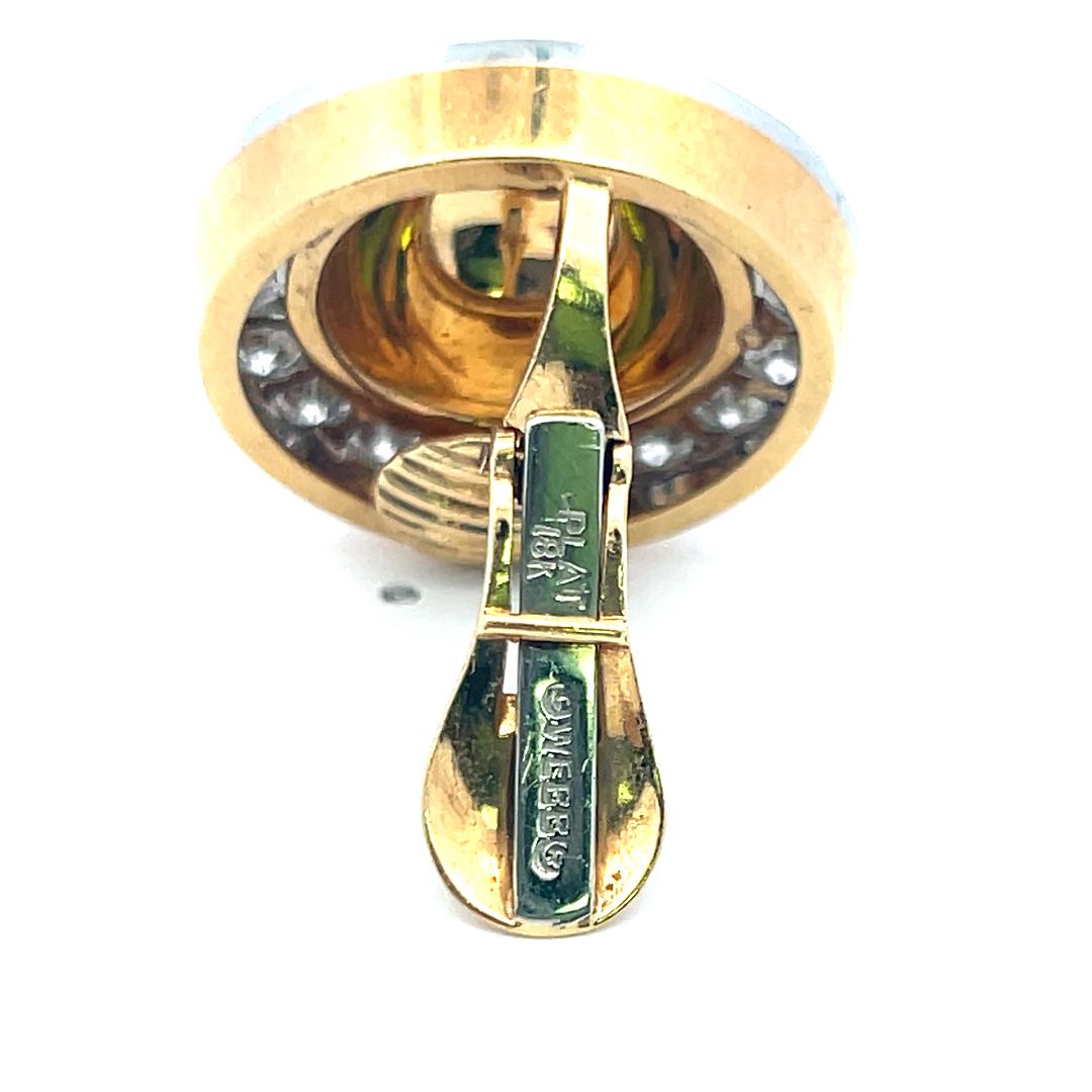 David Webb 4.32ct Diamond Halo 18K Yellow Gold Round Clip-On Earrings