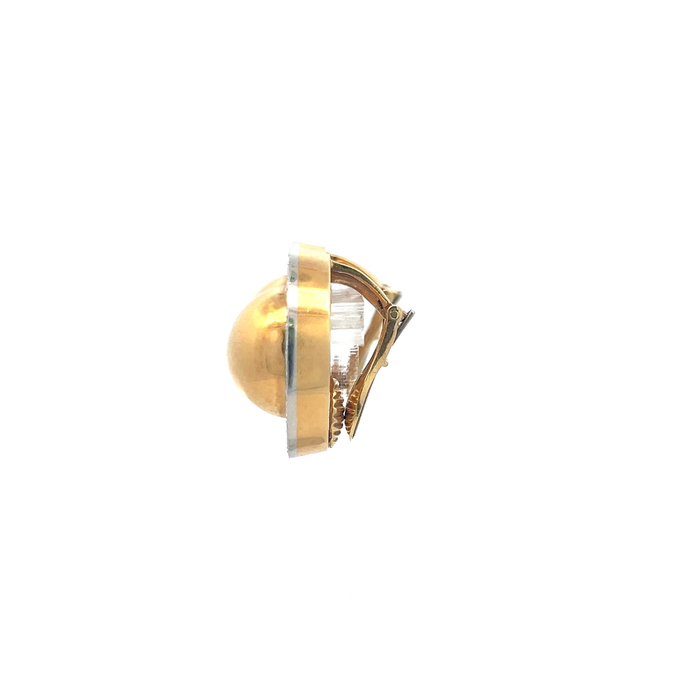 David Webb 4.32 Carat Round G VS1 Diamond 18 Karat Yellow Gold Clip On Earrings