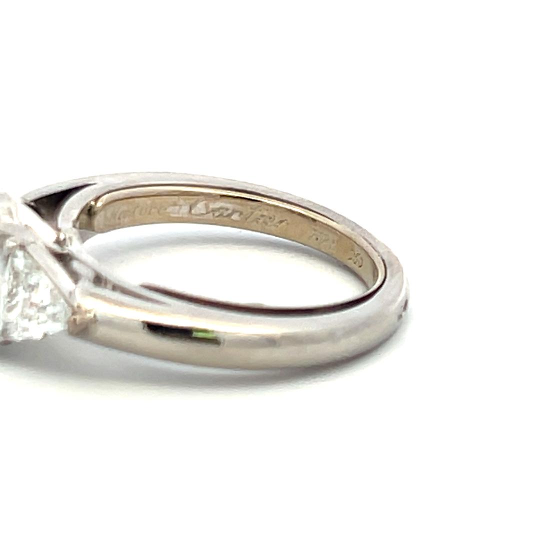Cartier Diamond Semi Mount Ring 18K White Gold Trillion G VS1 Vintage Setting