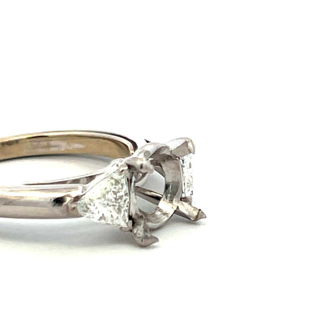 Cartier Diamond Semi Mount Ring 18K White Gold Trillion G VS1 Vintage Setting