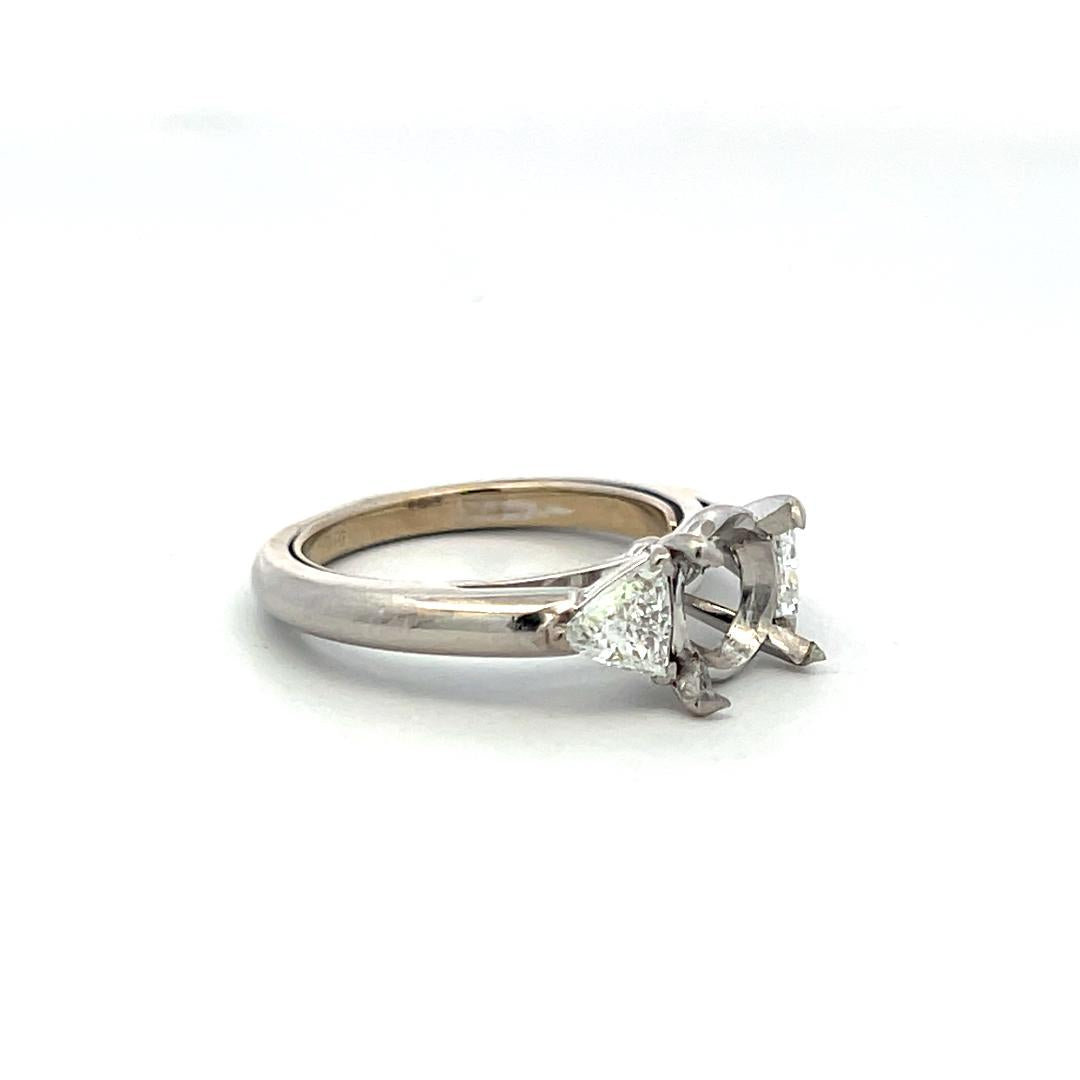 Cartier Diamond Semi Mount Ring 18K White Gold Trillion G VS1 Vintage Setting