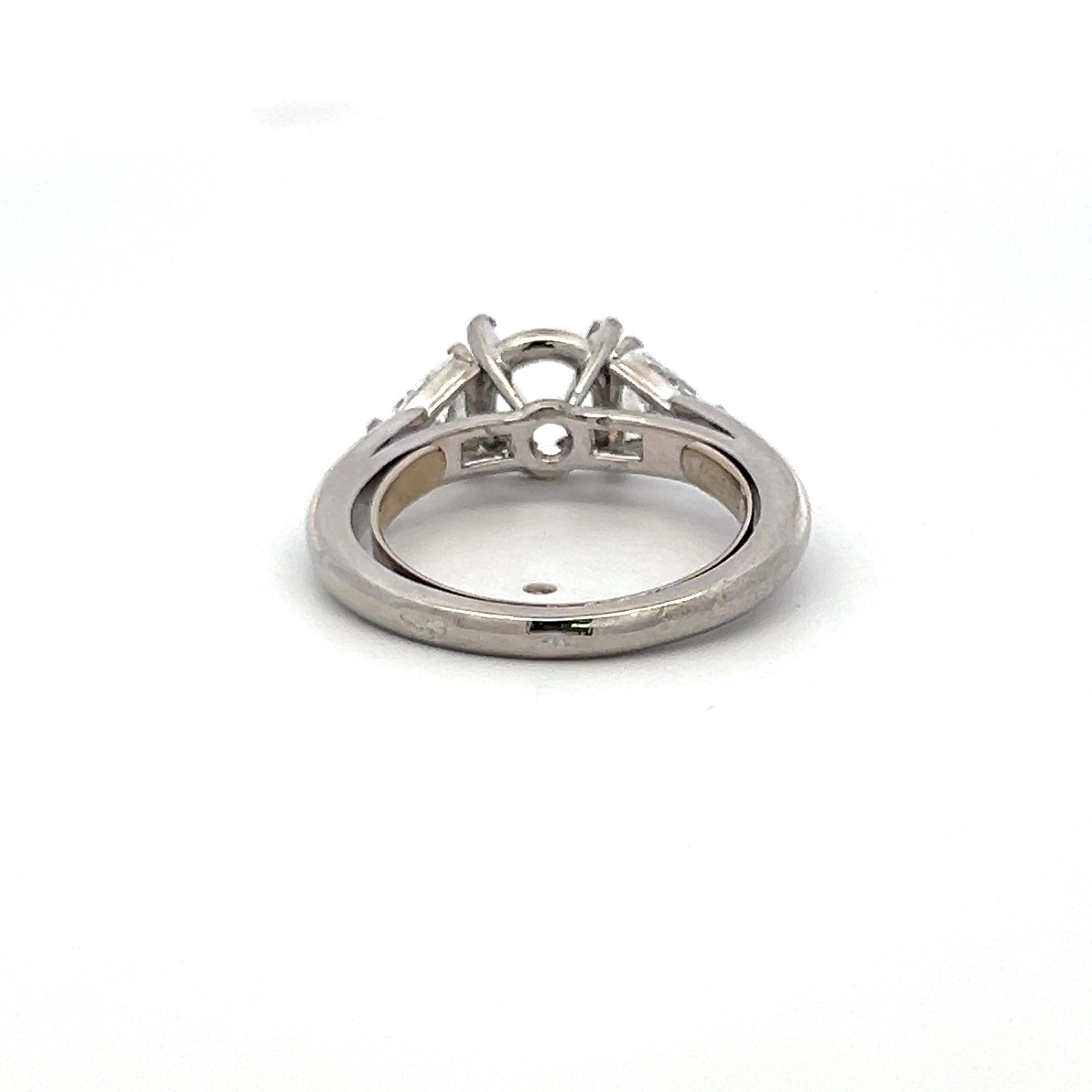 Cartier Diamond Semi Mount Ring 18K White Gold Trillion G VS1 Vintage Setting