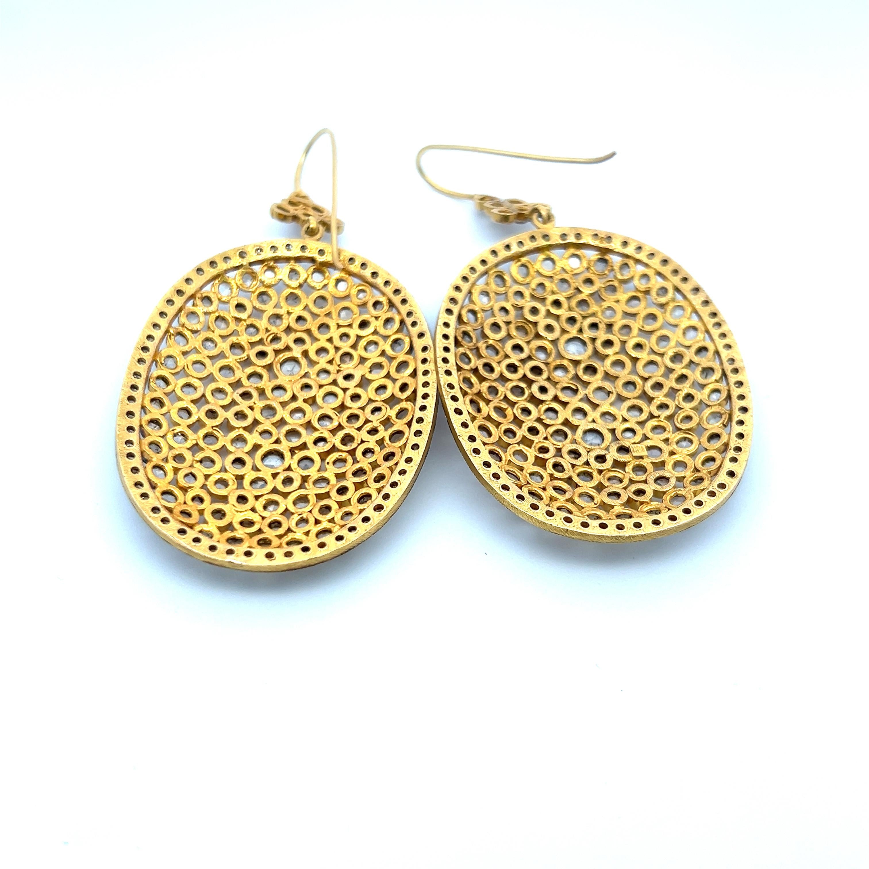Estate 18K Yellow Gold Dangling Earrings with 7.32ct Round & Rose Cut Diamonds