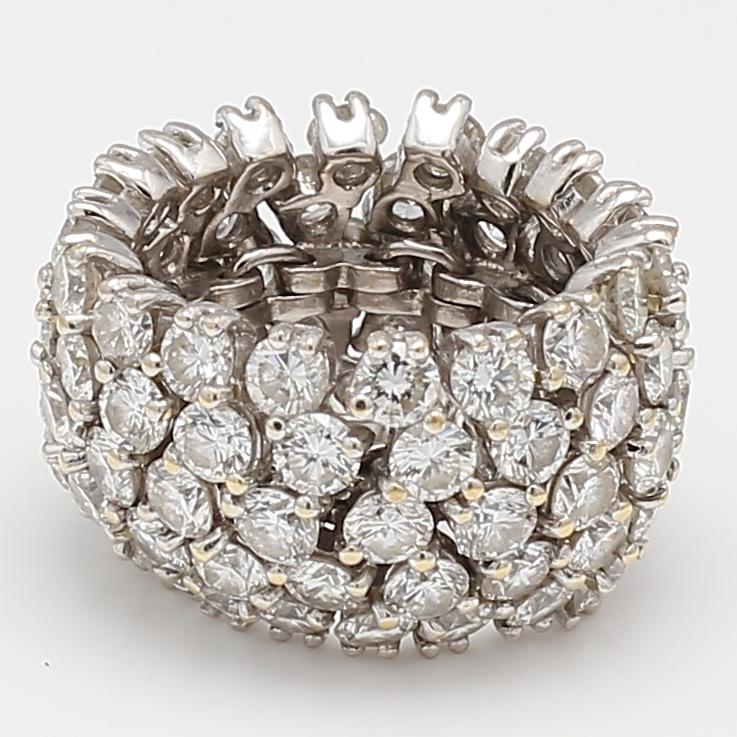 Vintage Platinum Eternity Band Ring with 9.75 Carat Round G VS1 Diamonds